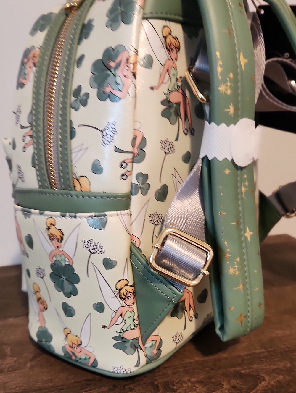 Disney x Loungefly Tinker Bell Mini Backpack - Mint Green With Sparkle - Picture 3 of 6